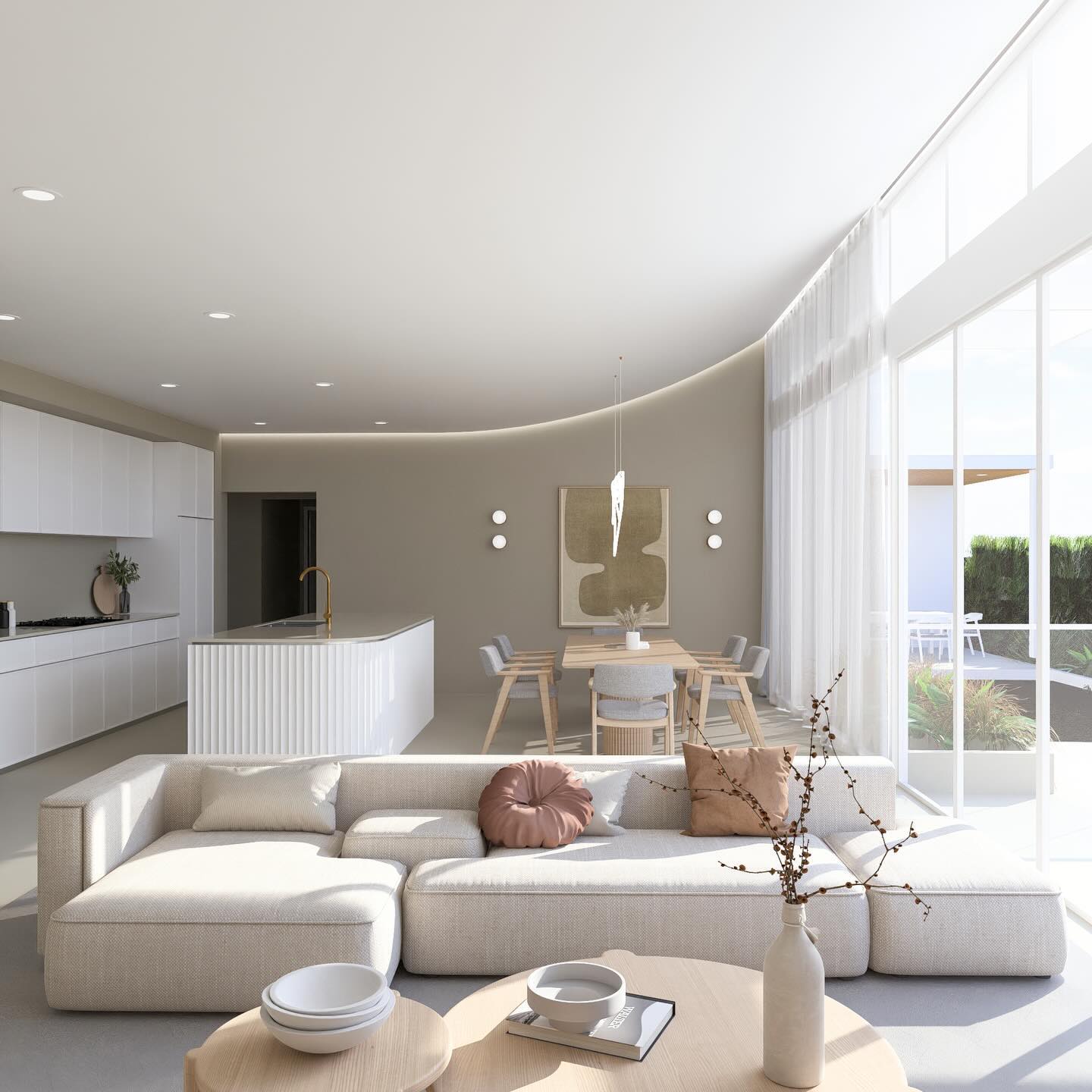 Microcement vibes and a curved plaster ceiling really set this concept apart.
#architecture #microcement #design #wow